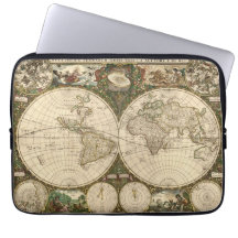Antique 1660 World Map by Frederick de Wit Laptop Computer Sleeves