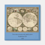 Antique 1660 World Map by Frederick de Wit Refrigerator Magnet