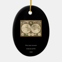 Antique 1660 World Map by Frederick de Wit Christmas Tree Ornament