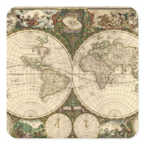 Antique 1660 World Map by Frederick de Wit