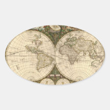 Antique 1660 World Map by Frederick de Wit Stickers