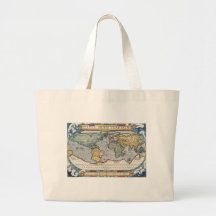 Antique 16th Century World Map Canvas Bags