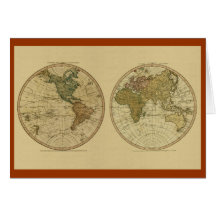 Antique 1786 World Map by William Faden Card