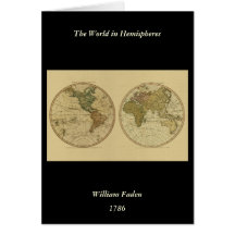 Antique 1786 World Map by William Faden Greeting Cards