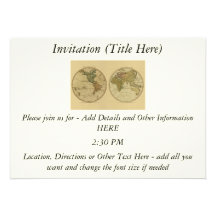 Antique 1786 World Map by William Faden Personalized Invites