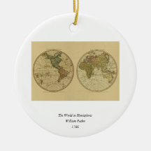 Antique 1786 World Map by William Faden Christmas Ornament