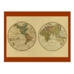 Antique 1786 World Map by William Faden Post Cards
