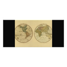 Antique 1786 World Map by William Faden Rack Card