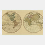 Antique 1786 World Map by William Faden Rectangle Stickers
