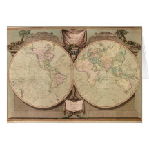 Antique 1808 World Map by Laurie and Whittle Card