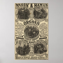 Antique 1883 Ladies Magazine Organs ad Poster