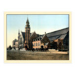 Antique 1890 colour photo Bruges railroad station Postcard