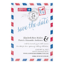 Antique Airmail Save the Date Card