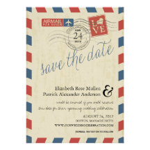 Antique Airmail Save the Date Custom Invitation
