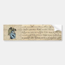 Antique angel illustration  on vintage paper bumper sticker