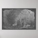 Antique aquarium print seahorses fishes