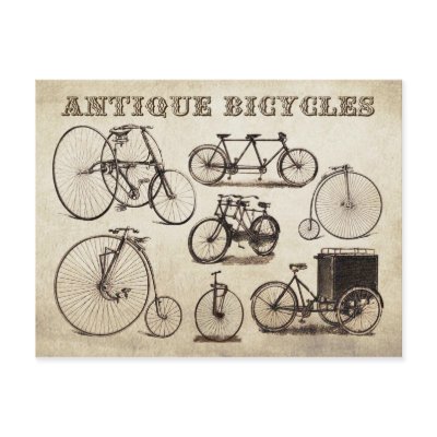 Antique Bicycles (Velocipedes) Post Cards by HTMimages