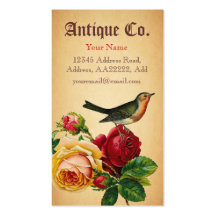Antique Bird & Rose Business Card