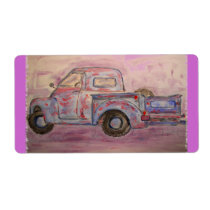 antique blue patina truck labels
