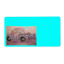 antique blue patina truck labels