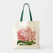 Antique Botanical Romantic Pink Hydrangea Canvas Bags