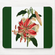 Antique Botanicals Pink and White Lily Mouse Pad