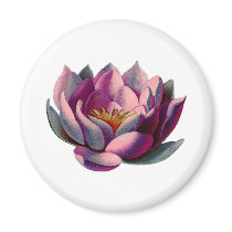 Antique Botanicals Pink Water Lily Lotus Refrigerator Magnets