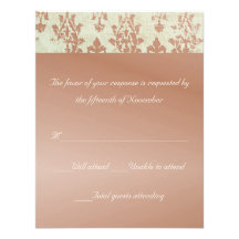 Antique Brocade Wedding Response Card Custom Invite