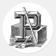 Antique Calligraphy Masonic Symbols Letter P Stickers