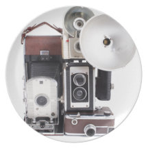 Antique cameras dinner plates