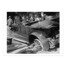 Antique Car Wreck, 1918 Postcard
