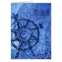 Antique compass rose greeting card