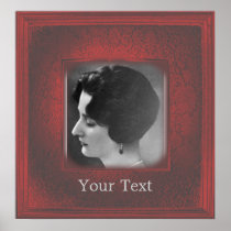 Antique dark red frame add your photo poster