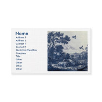 Antique Delft Blue Tile - Cattle and Birds Business Card Template