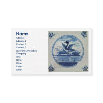 Antique Delft Blue Tile - Duck in the Water Business Card Templates