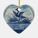 Antique Delft Blue Tile - Duck in the Water Christmas Tree Ornaments