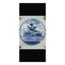 Antique Delft Blue Tile - Duck in the Water Personalized Rack Card