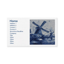 Antique Delft Blue Tile - Windmills by the Water Business Card