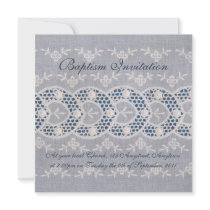 Antique embroidery baptism invitation