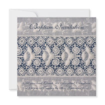 Antique embroidery baptism invitation (girl)