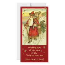 Antique Father Christmas Santa Claus Custom Card Personalized Photo Card
