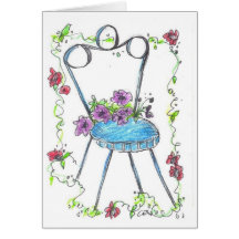 Antique Flower Chair Drawing Blank Notecard