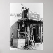 Antique Gas Station: 1940 Print