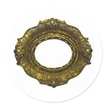 Antique Gold Picture Frame Round Stickers