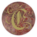Antique Goth Syle Monogrammed Cards, Letter C Round Stickers