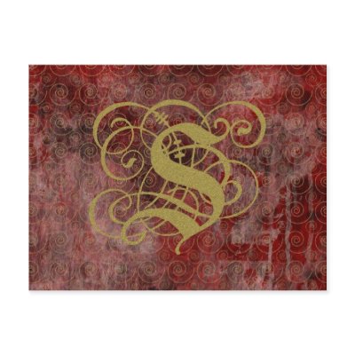 Antique Goth Syle Monogrammed Cards, Letter S Post Cards by naturetees