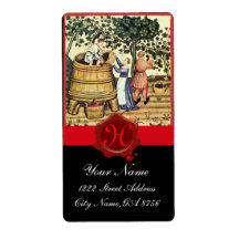 ANTIQUE GRAPE VINEYARD HARVEST WAX SEAL MONOGRAM CUSTOM SHIPPING LABELS
