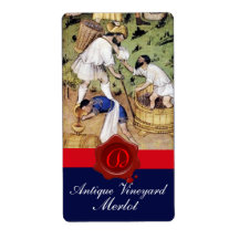 ANTIQUE GRAPE VINEYARD HARVEST WAX SEAL MONOGRAM CUSTOM SHIPPING LABEL