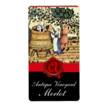 ANTIQUE GRAPE VINEYARD HARVEST WAX SEAL MONOGRAM SHIPPING LABEL