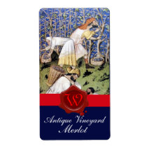 ANTIQUE GRAPE VINEYARD HARVEST WAX SEAL MONOGRAM SHIPPING LABEL